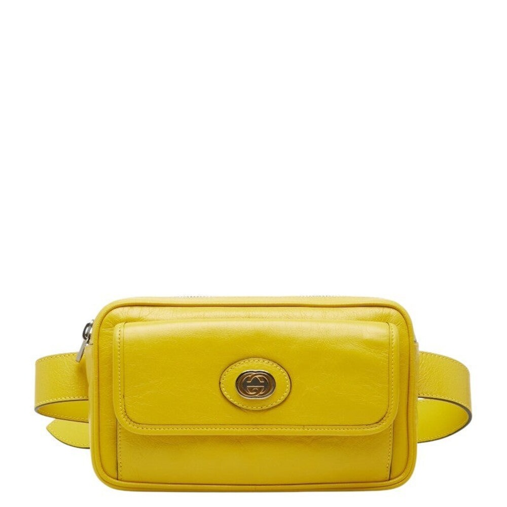 Gucci Leather Interlocking G Waist Bag Yellow